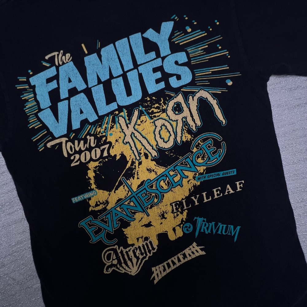 Vintage Family Values Tour 2007 T-Shirt Korn Evanescence Anvil Black Small - Picture 9 of 9